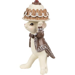 Clayre & Eef 6PR3904GG Decoración Ratones con Pastel Set 2 5x5x11 5x5x10 cm