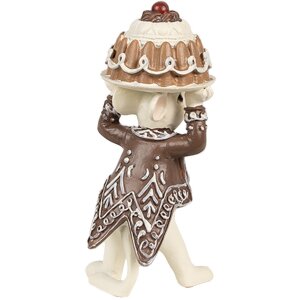 Clayre & Eef 6PR3904GG Decoración Ratones con Pastel Set 2 5x5x11 5x5x10 cm