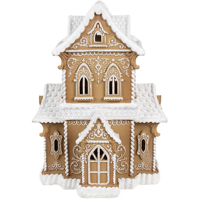 Clayre & Eef 6PR3906GG Casa decorativa LED con aspecto de pan de jengibre 28x21x37 cm