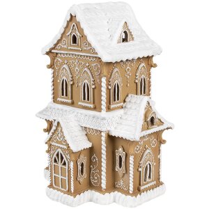 Clayre & Eef 6PR3906GG Casa decorativa LED con aspecto de pan de jengibre 28x21x37 cm