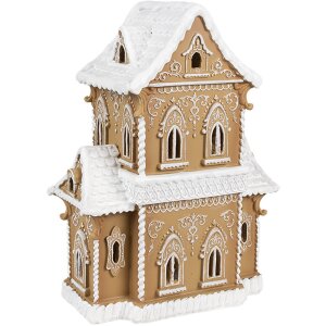 Clayre & Eef 6PR3906GG Casa decorativa LED con aspecto de pan de jengibre 28x21x37 cm
