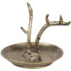 Clayre & Eef 6Y5662 Cuenco decorativo diseño cornamenta dorado casa de campo 11x9x8 cm