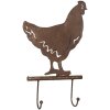 Clayre & Eef 6Y5667 Perchero de pared pollo estilo country hierro marrón 21x5x33 cm