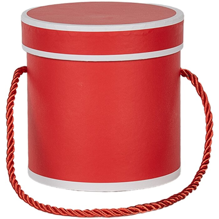 Clayre & Eef 66009R Caja Regalo Redonda Roja Ø 12x12 cm Caja de cartón con asa de transporte