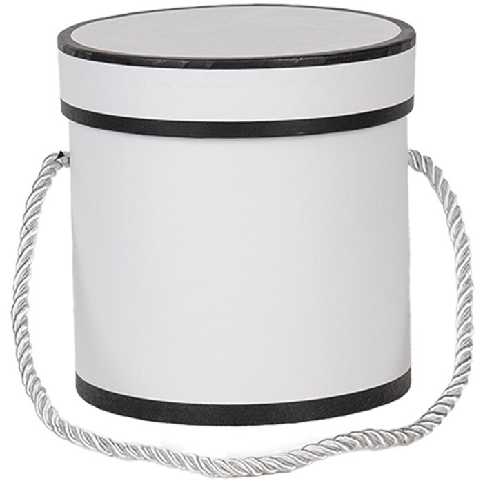 Clayre & Eef 66009W Caja de regalo blanca redonda Ø 12x12 cm Caja de cartón con asa