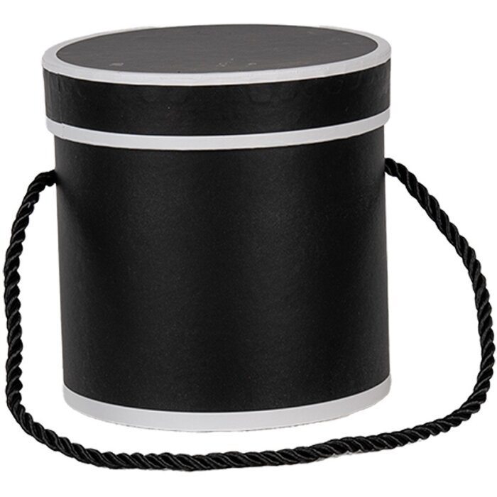 Clayre & Eef 66009Z Caja de regalo negra Ø 12x12 cm Caja de cartón