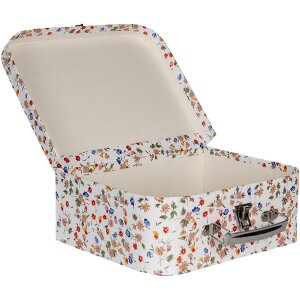 Clayre & Eef 66012 Estuche decorativo Juego de 3 Blanco Floral 30x22x9 a 20x17x8 cm