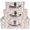 Clayre & Eef 66012 Estuche decorativo Juego de 3 Blanco Floral 30x22x9 a 20x17x8 cm