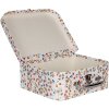 Clayre & Eef 66012 Estuche decorativo Juego de 3 Blanco Floral 30x22x9 a 20x17x8 cm