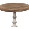Clayre & Eef 5H0689 Mesa Auxiliar Redonda Madera Marrón Beige Ø 51x71 cm
