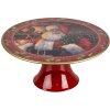 Clayre & Eef 65754M Plato para tarta rojo-blanco Ø 22x10 cm con motivo navideño