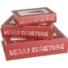 Clayre & Eef 65755 Juego de 3 cajas de almacenaje rojo-blanco 27x22x7 cm