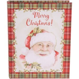 Clayre & Eef 65756 Juego de Cajas de Almacenaje Rojo Blanco 3 Tamaños Navidad MDF