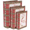 Clayre & Eef 65756 Juego de Cajas de Almacenaje Rojo Blanco 3 Tamaños Navidad MDF