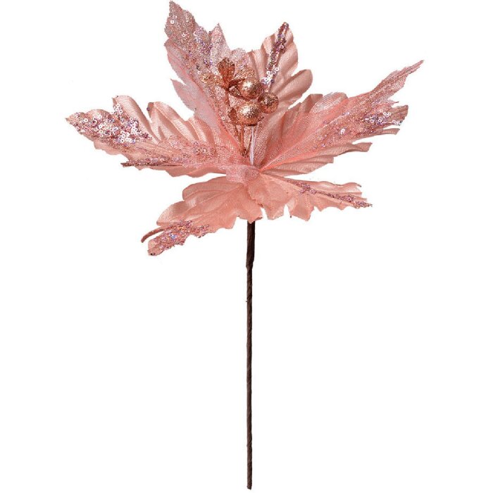 Clayre & Eef 65828 Flor de Navidad Rosa Plata Ø 25x38 cm Plástico