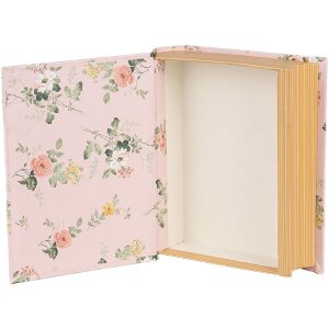 Clayre & Eef 66013P Caja forma libro rosa floral 17x14x5 cm