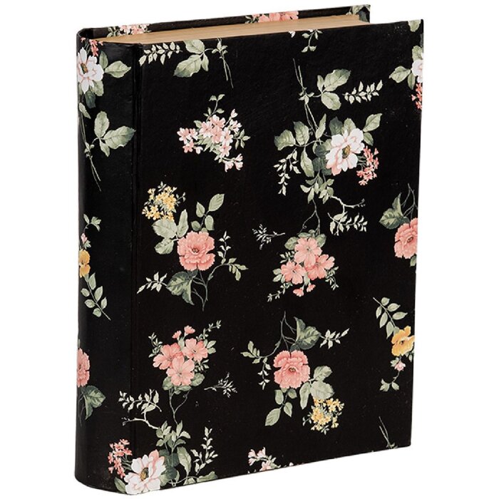 Clayre & Eef 66013Z Caja Forma Libro Flores Negro 17x14x5 cm