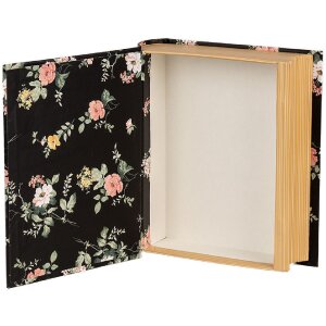Clayre & Eef 66013Z Caja Forma Libro Flores Negro 17x14x5 cm