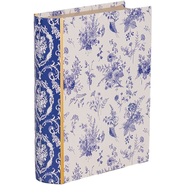 Clayre & Eef 66014 Caja Forma Libro Blanco Azul 17x14x5 cm Retro Vintage