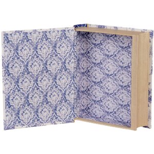 Clayre & Eef 66014 Caja Forma Libro Blanco Azul 17x14x5 cm Retro Vintage