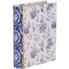 Clayre & Eef 66014 Caja Forma Libro Blanco Azul 17x14x5 cm Retro Vintage