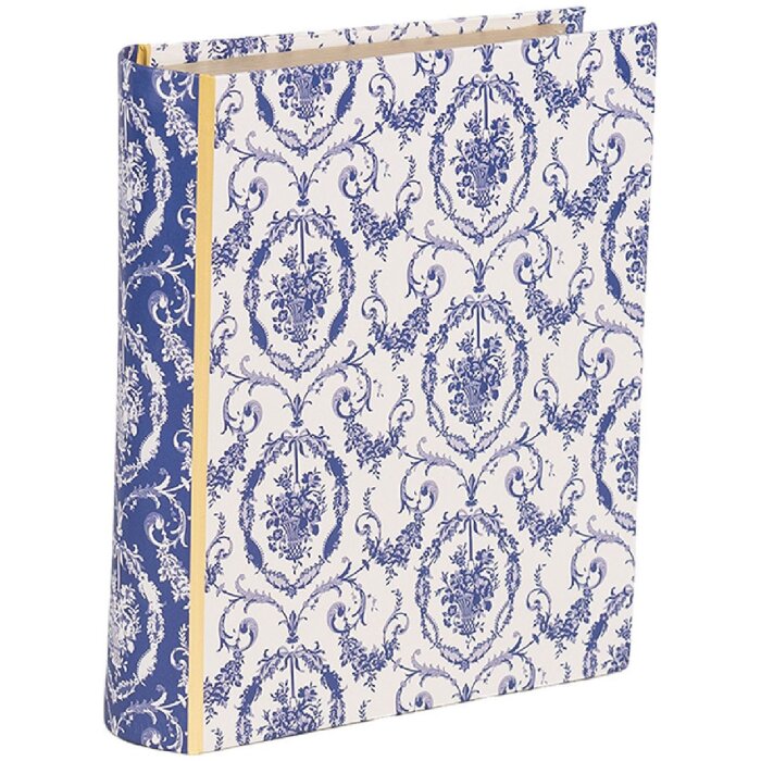 Clayre & Eef 66016 Caja Forma Libro Blanco Azul 17x14x5 cm Retro Vintage