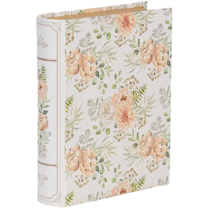 Clayre & Eef 66017 Caja Forma Libro Blanco Verde 17x14x5 cm
