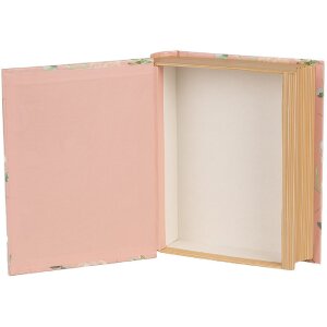 Clayre & Eef 66018 Caja Libro Forma Flores Rosa 17x14x5 cm