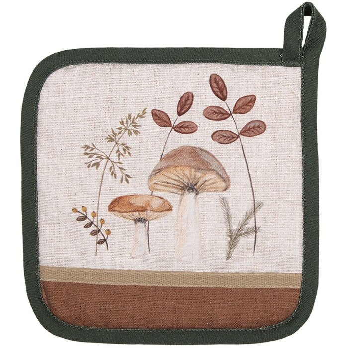 Clayre & Eef LFJ45 Potholder Algodón Beige Marrón 20x20 cm