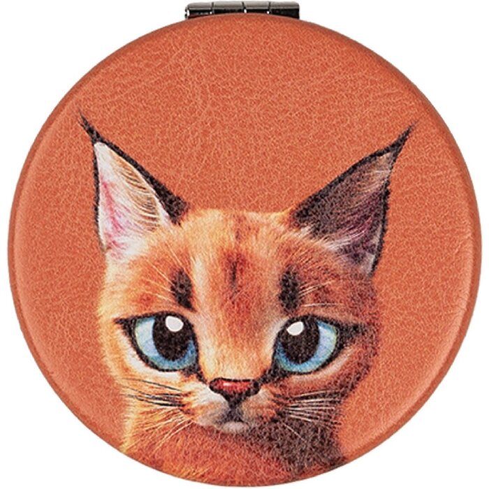 Juleeze JZSP0017 Espejo de mano motivo gato naranja Ø 7x1 cm
