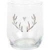 Clayre & Eef NWVGL0002 Vaso 300 ml Corazón Motivo Cornamenta Ø 8x9 cm Transparente