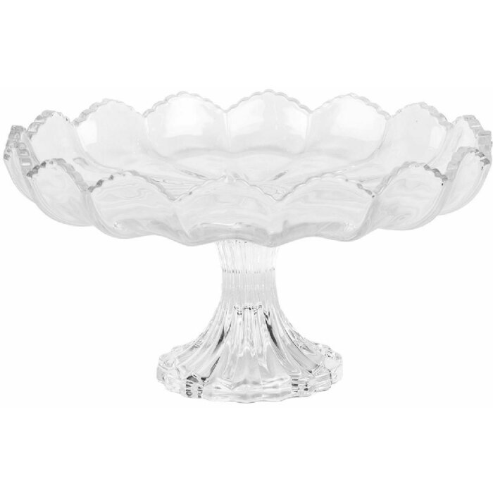 Clayre & Eef 6GL5013 Cuenco sobre pie vidrio transparente Ø 23x12 cm