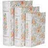 Clayre & Eef 66021 Caja en forma de libro juego de 3 blanco verde estilo campestre