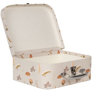 Clayre & Eef 66022 Decoración maleta juego de 3 Beige floral 30/25/20 cm