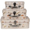 Clayre & Eef 66022 Decoración maleta juego de 3 Beige floral 30/25/20 cm