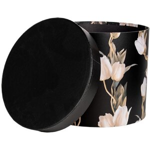 Clayre & Eef 66023 Set de Cajas de Almacenaje 3 Tamaños Negro Floral Country Style