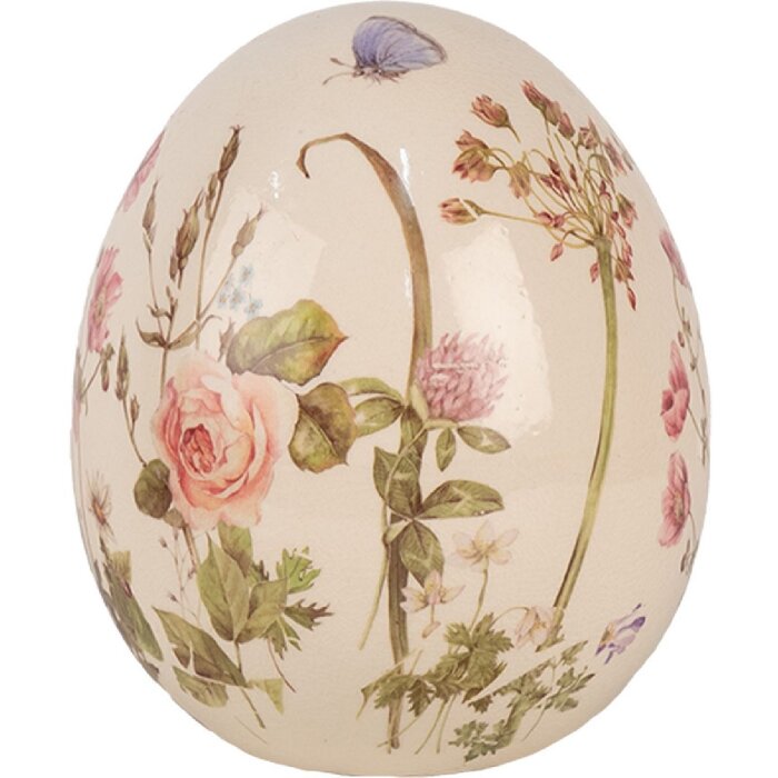 Clayre & Eef 6CE1918L Huevo Decorativo Beige Rosa Ø 14x16 cm Cerámica Estilo Campestre