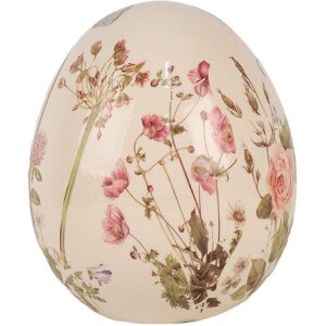 Clayre & Eef 6CE1918L Huevo Decorativo Beige Rosa Ø 14x16 cm Cerámica Estilo Campestre