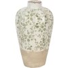 Clayre & Eef 6CE1936M Jarrón Cerámica Beige Verde Ø 21x34 cm Estilo rústico