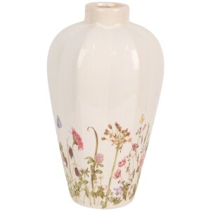 Jarrón Clayre & Eef Cerámica Beige Rosa Estilo Campestre Ø 17x30 cm