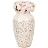 Clayre & Eef 6CE1941L Jarrón Beige Rosa Ø 21x37 cm Cerámica Estilo Campestre