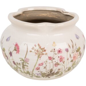 Clayre & Eef 6CE1944L Maceta Beige Rosa Ø 23x16 cm Cerámica Estilo Campestre
