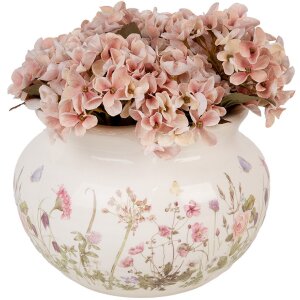 Clayre & Eef 6CE1944L Maceta Beige Rosa Ø 23x16 cm Cerámica Estilo Campestre