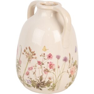 Clayre & Eef 6CE1947L Jarrón Beige Rosa Ø 16x22 cm Cerámica Estilo Campestre
