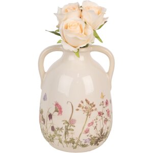 Clayre & Eef 6CE1947L Jarrón Beige Rosa Ø 16x22 cm Cerámica Estilo Campestre