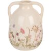 Clayre & Eef 6CE1947M Jarrón Cerámica Beige Rosa Ø 14x18 cm Estilo Campestre