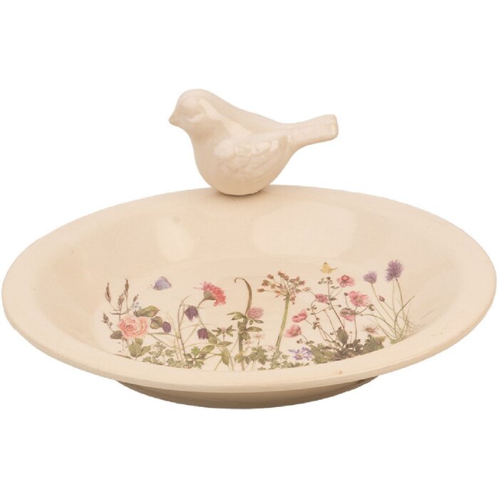 Clayre & Eef 6CE1948L Comedero para pájaros Beige Rosa Ø 26x10 cm