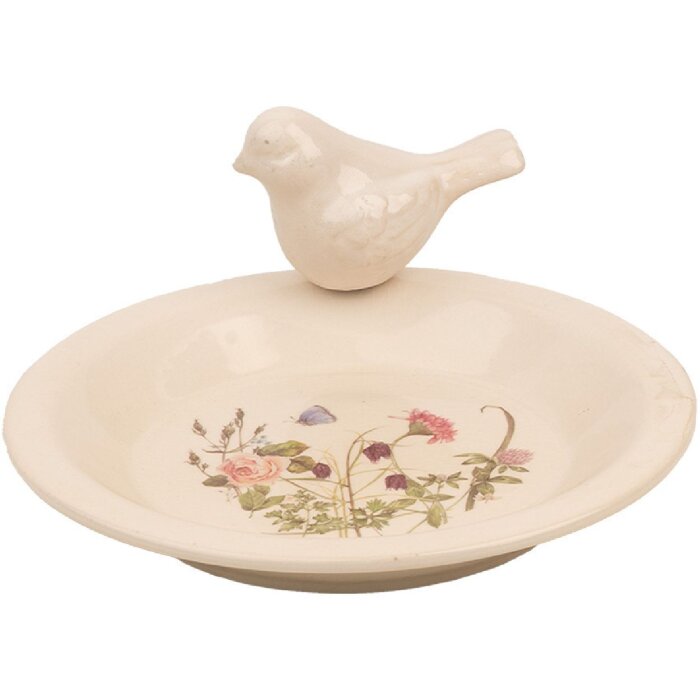 Clayre & Eef 6CE1948M Comedero para pájaros Cerámica Beige Rosa Ø 21x10 cm