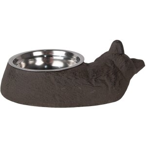 Clayre & Eef 6Y5640 Comedero Forma Gato Marrón 32x23x10 cm 325 ml