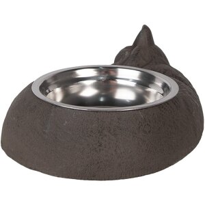 Clayre & Eef 6Y5640 Comedero Forma Gato Marrón 32x23x10 cm 325 ml